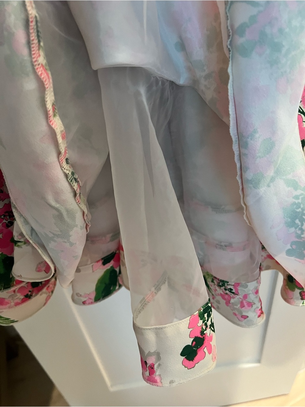 Tuckernuck Pink and Green Floral Ruffle-Hem Mini Dress - Picture 9 of 11